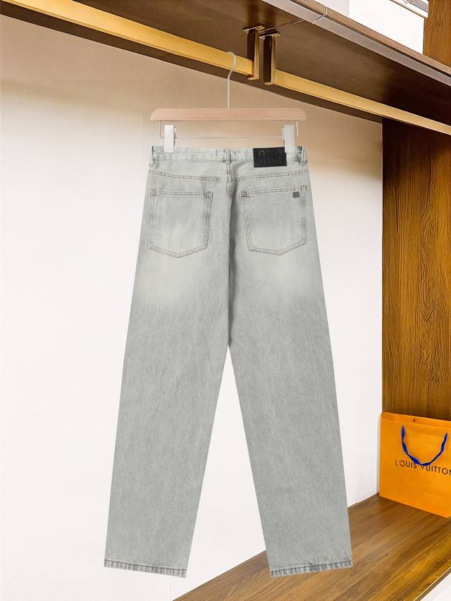 Miumiu -25Ss Spring and Summer new men's straight jeans elastic jeans new style