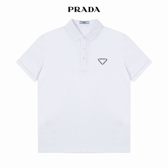 Prada official logo exquisite logo Polo shirt upgraded, inspired by the 1980s re