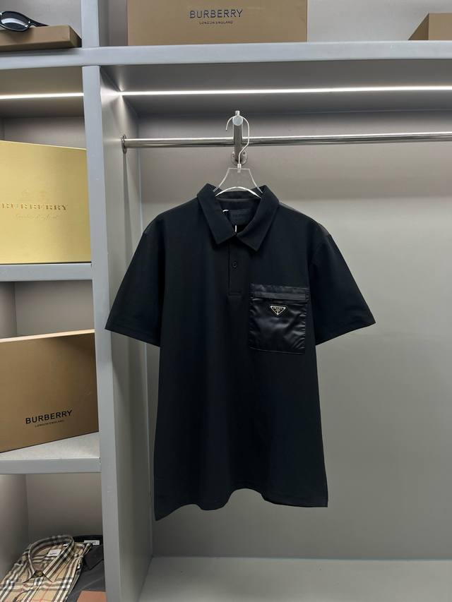 Prada new Polo shirt with triangle logo on pocket Original fabric, same as the o