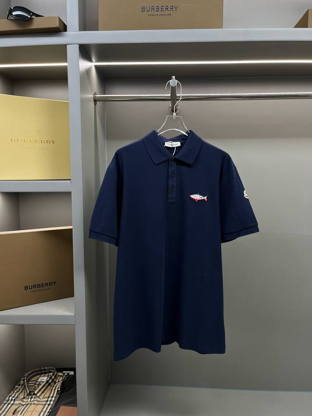Moncler new style Polo shirt with shark logo patch Original fabric, same as the
