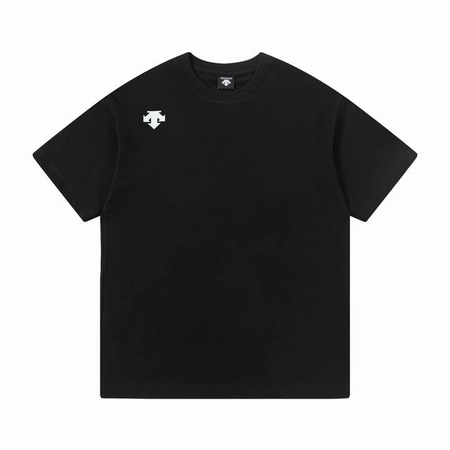 Descente letter print short-sleeved T-shirt made of 280G double yarn cotton fabr