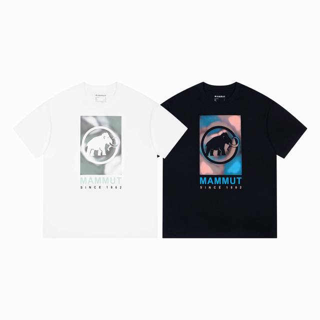 High quality Mammut summer round neck painted rendering printed letter striped e