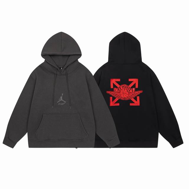 663#Aj flying man plus velvet sweatshirt black gray M-Xxl