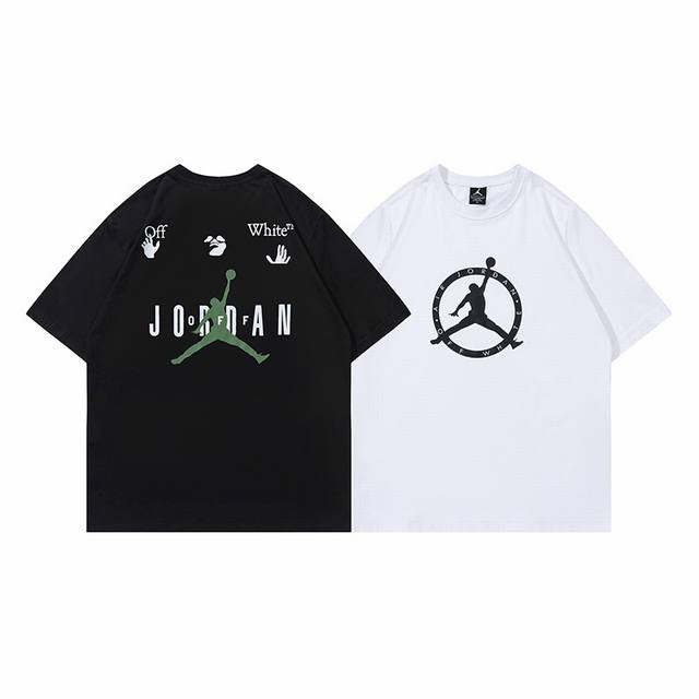 300# Jordan short sleeve black white M-Xxl