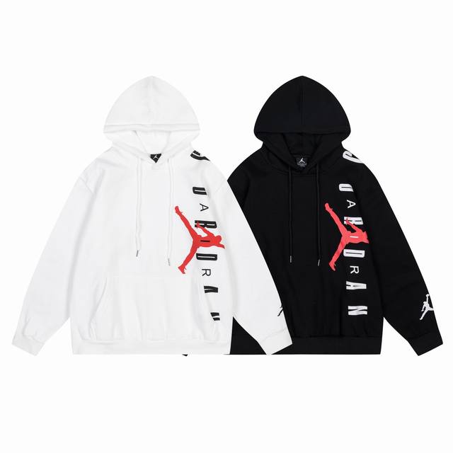 605#Aj flying plus velvet loop sweatshirt black and white M-Xxl
