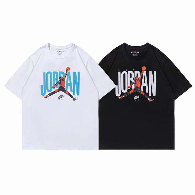 208# Jordan short sleeve black white M-Xxl