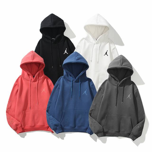 3020#Aj flying man plus velvet sweatshirt black and white red blue gray M-Xxl
