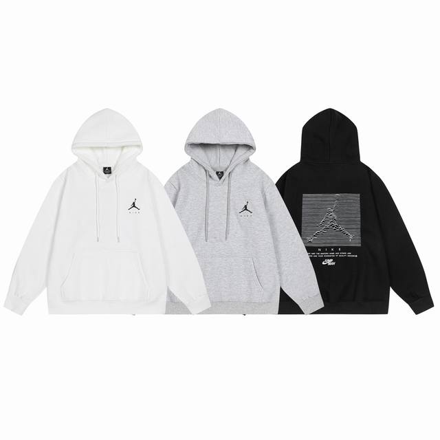 650#Aj flying man plus velvet sweatshirt black and white gray M-Xxl