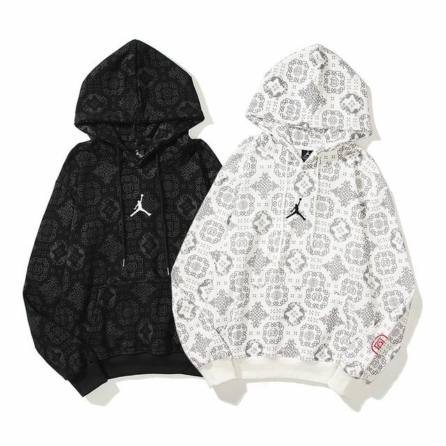 B3001# Aj flying sweatshirt plus velvet loop sweatshirt black and white M-Xxl