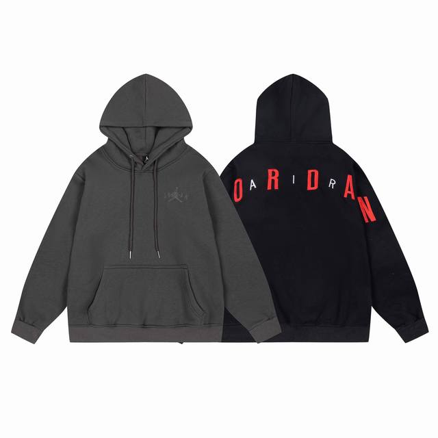 641#Aj flying man plus velvet sweatshirt black gray M-Xxl