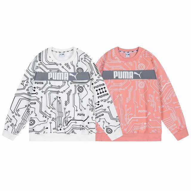 5010 # Puma fleece sweatshirt pink white M-Xxl