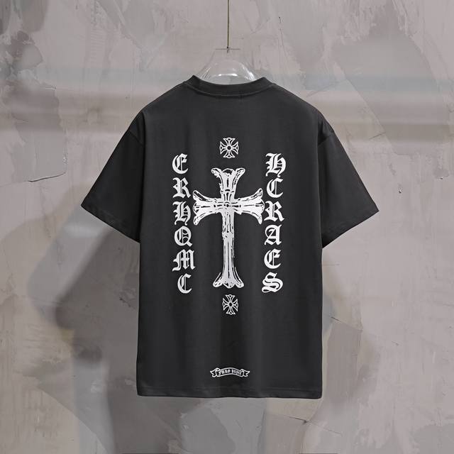 Trendy cross scroll Sanskrit letter printed casual short-sleeved T-shirt, unisex