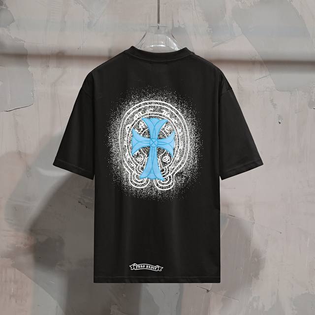 Fashion brand horseshoe cross flower print casual short-sleeved T-shirt, unisex,
