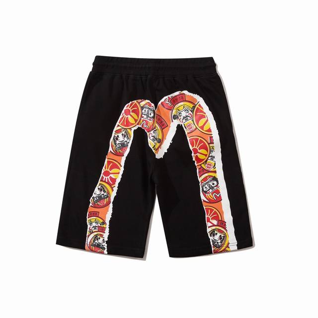 Large M Daruma doll cherry blossom print terry shorts, terry thin sweater materi