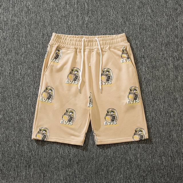Large M full print tumbler print new shorts, thin terry sweater material, aprico