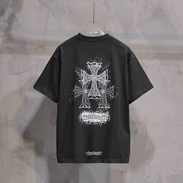 Fashion brand overlapping cross nostalgic print casual short-sleeved T-shirt, un