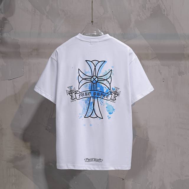 Fashion classic cross scroll print casual short-sleeved T-shirt, unisex, custom