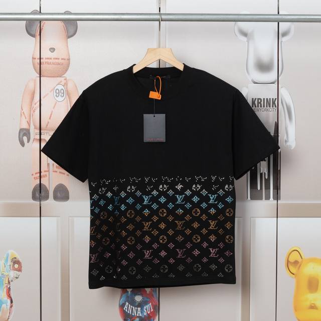Lv Louis Donkey's early spring diamond jacquard new short-sleeved T-shirt, high-