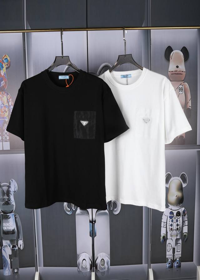 Prada spring and summer chest pocket short-sleeved T-shirt, the official website