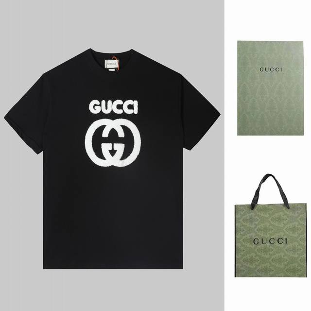 Gucci toothbrush embroidered short sleeves, customized 32-count double-yarn pure