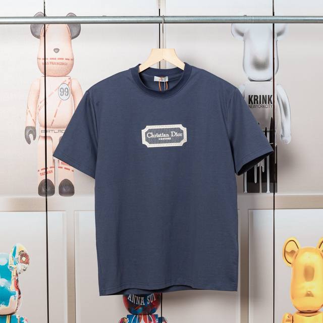 Dior's new classic embroidered short-sleeved T-shirt, high-quality nylon pure co