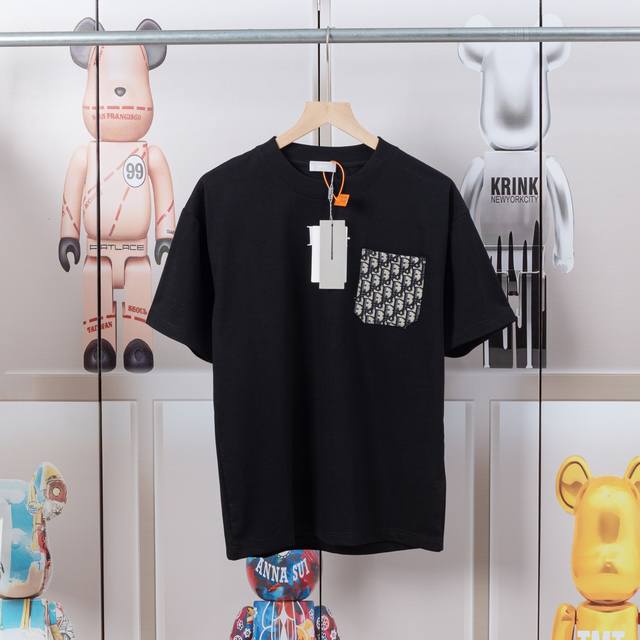 Dior new pocket short-sleeved T-shirt, high-quality nylon pure cotton washed fee