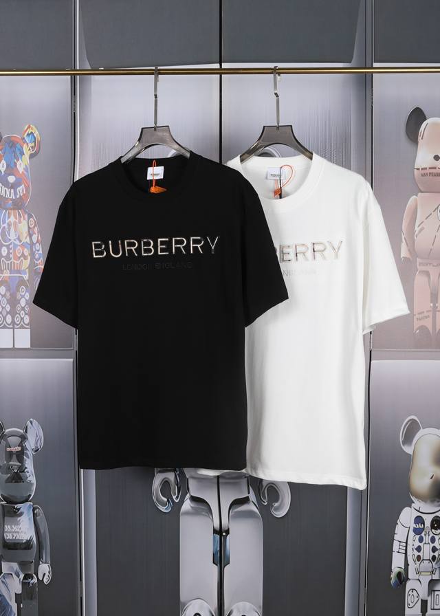 Burberry English embroidered logo short sleeves. Original mold, high-quality hea