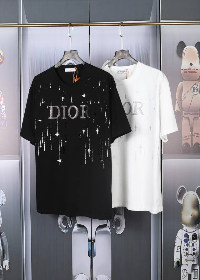 Dior new style full-print sequined short-sleeve, high-quality heavy double yarn