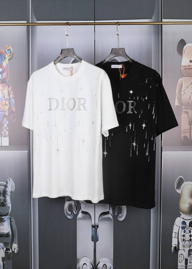 Dior new style full-print sequined short-sleeve, high-quality heavy double yarn