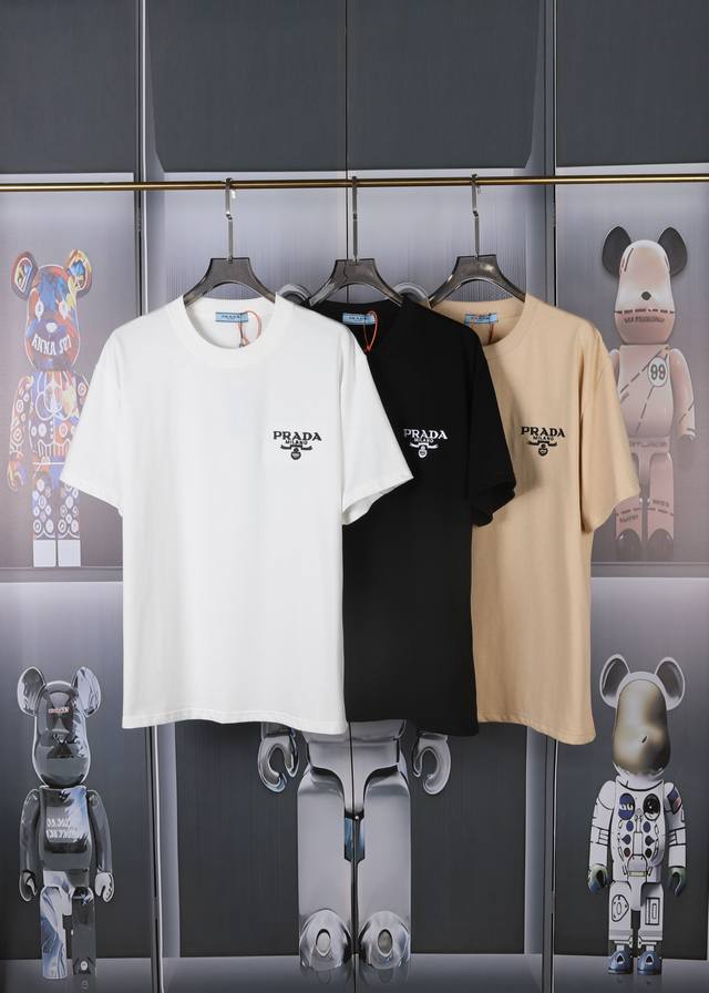 Prada spring and summer embroidered short-sleeved T-shirt, on sale on the offici