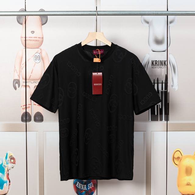 Gucci fabric jacquard short-sleeved T-shirt. Made of ice-feeling nylon cotton fa