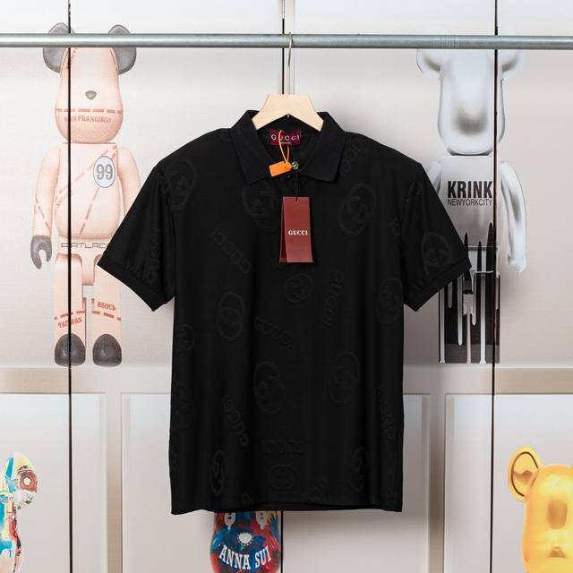 Gucci fabric jacquard Polo short sleeves, ice-feel pure cotton fabric, the fabri