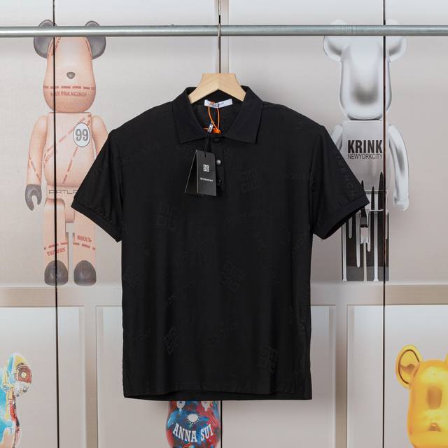 Glvenchy new Polo short-sleeve jacquard fabric, high-quality heavy nylon, smooth