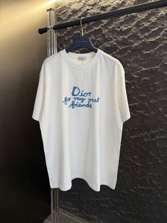 Style No. D001 One size smaller Dior new cotton embroidered washed hole short-sl
