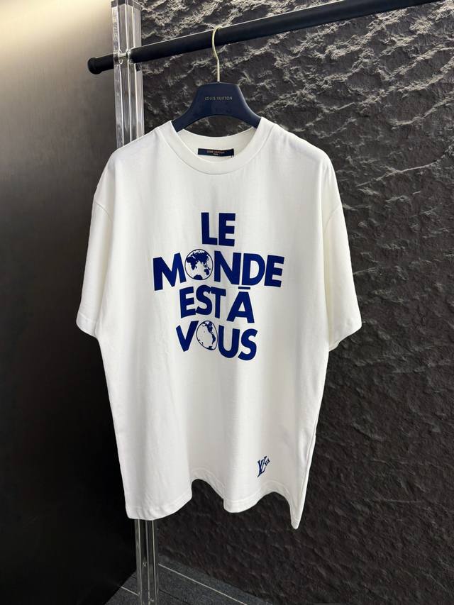 Style No. V002 Lv new Earth series flocked printed short-sleeved T-shirt Customi
