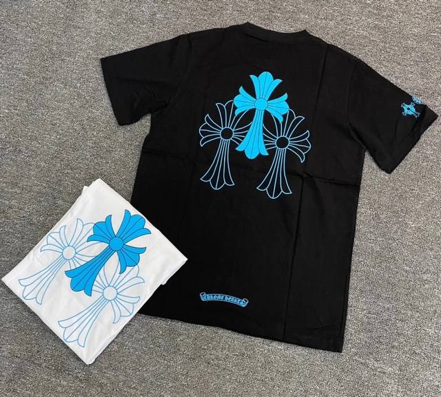 Style No. Ys150 Chrome Hearts new printed short-sleeved T-shirt uses custom fabr