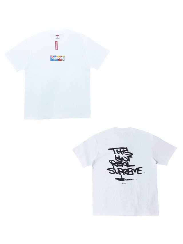 Su176# Supreme X Olaolu Slawn joint model Fw24 Box Logo Tee Colorful pattern let