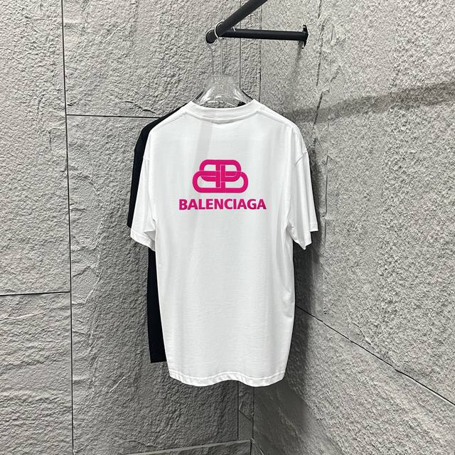 Balenci*Ga Paris 2025 Spring and Summer New Short-sleeved T-shirt Classic Pink L