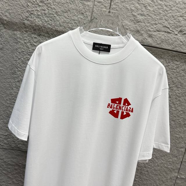 Balenci*Ga Paris 2025 Spring and Summer New Short-sleeved T-shirt Classic red le