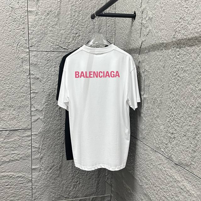 Balenci*Ga Paris 2025 Spring and Summer New Short-sleeved T-shirt Classic Pink L