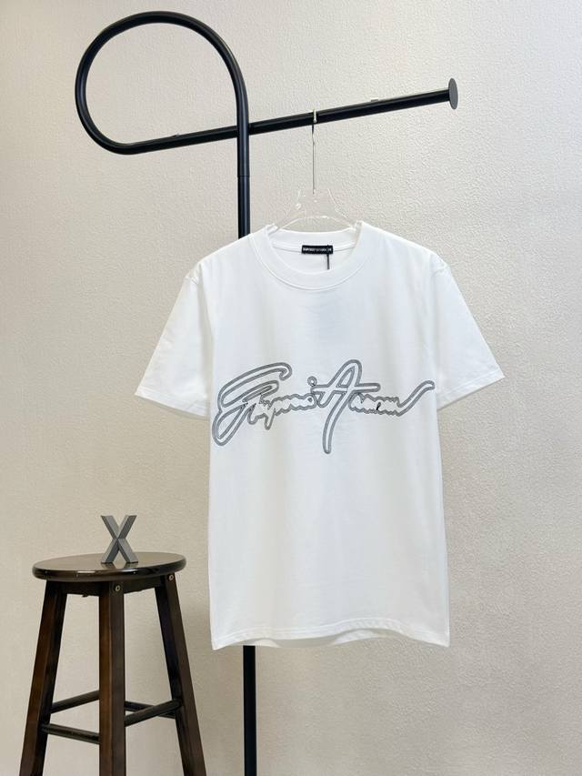 Style No. Xb95 Newly added white Armani classic signature embroidered round neck
