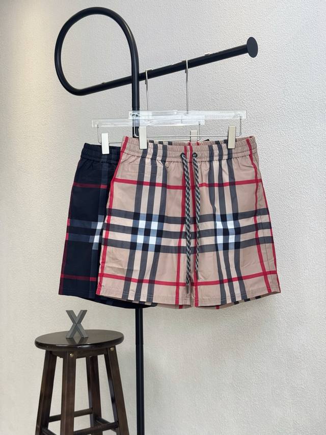 Style No. X157 Burberry classic plaid beach shorts with inner drawstring Couples
