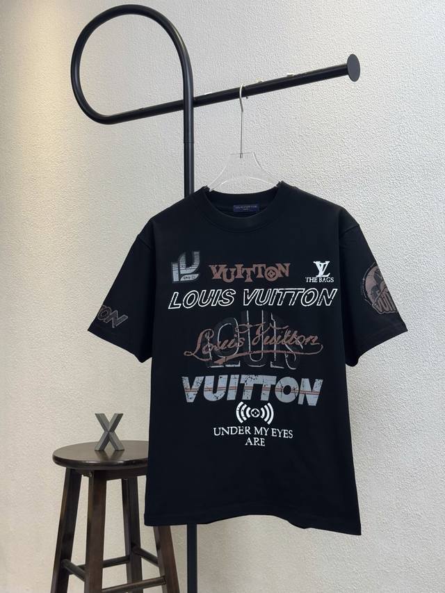 Style No. X144 Lv Louis Vuitton letter Logo destroyed letter print round neck sh