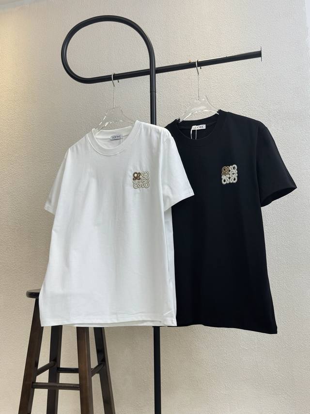 Style No. Xb68 Loewe classic chest small logo color embroidery round neck short