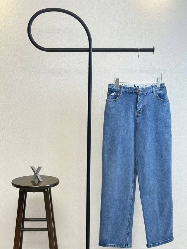 Style No. Xb0152 Ck Calvin series double waist elastic straight washed jeans Sam