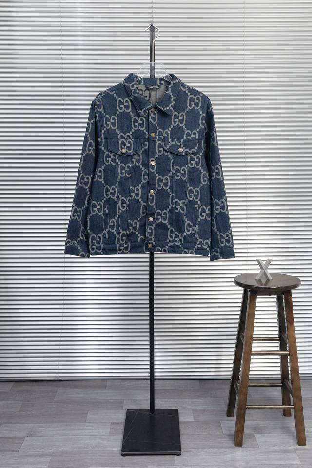 Style No. X55 Gucci Double G Full Printed Old-fashioned Jacquard Washed Blue Ret