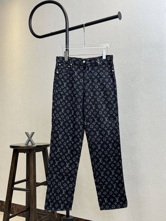 Style No. X131 Lv Louis Vuitton classic straight jeans with full print of old fl