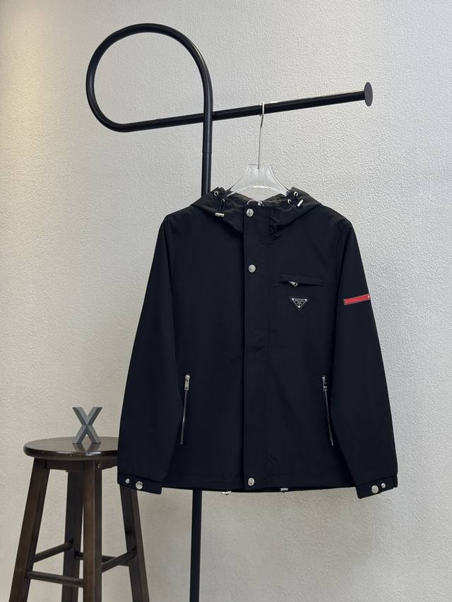 Style No. X123 Prada double-sided nylon blended jacket with small chest label an