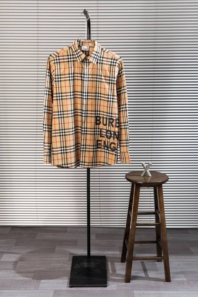 Style No. X01 Burberry Bbr British side letter print plaid long sleeve shirt Lig