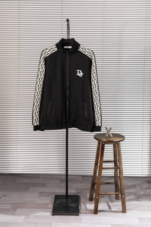 Model No. X25 Dior Ribbon Full Print Embroidery Small Logo Zipper Jacket Origina